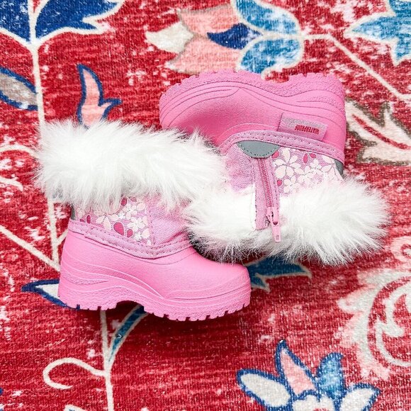 Toddler Pink Floral, Waterproof Winter Boots, 70HappyGW17 - Picture 1 of 8